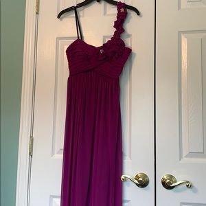 Plum, one-shoulder prom dress